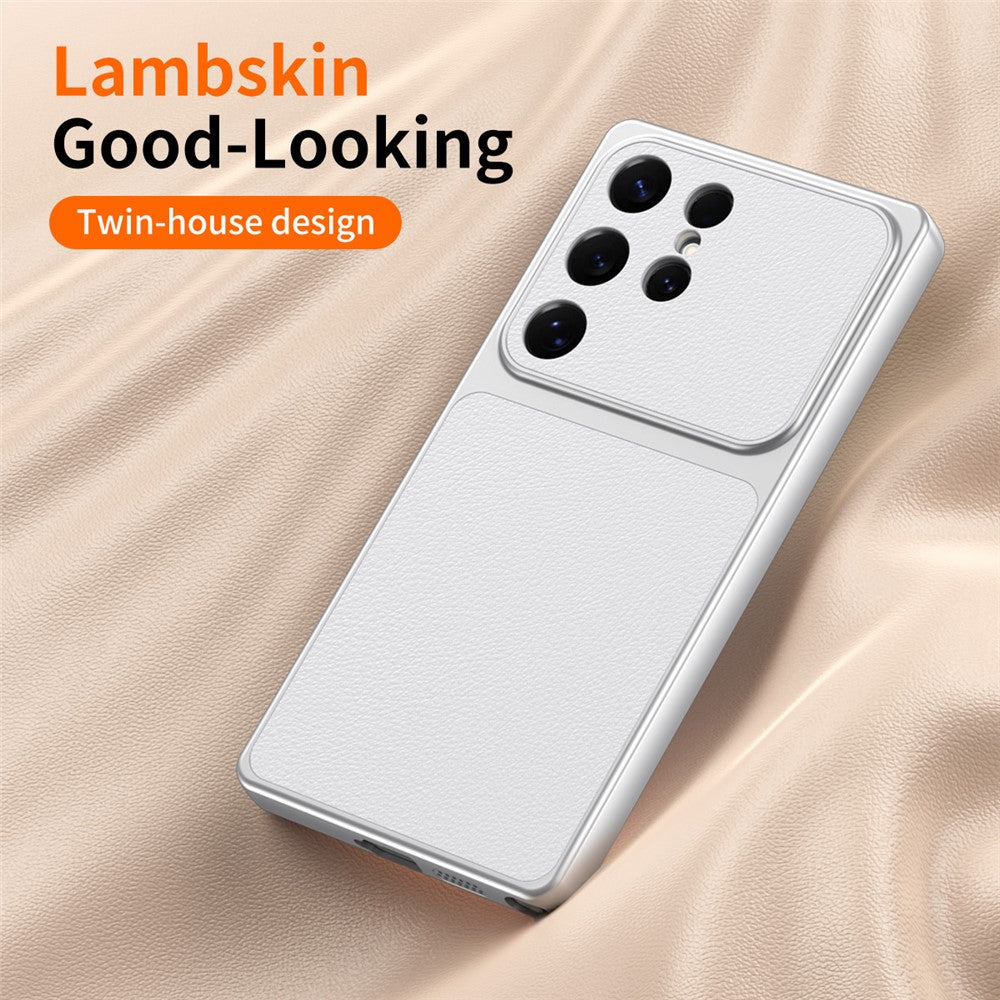 For Samsung Galaxy S25 Ultra Phone Case Lambskin Texture PC TPU PU Leather Shockproof Protective Cover