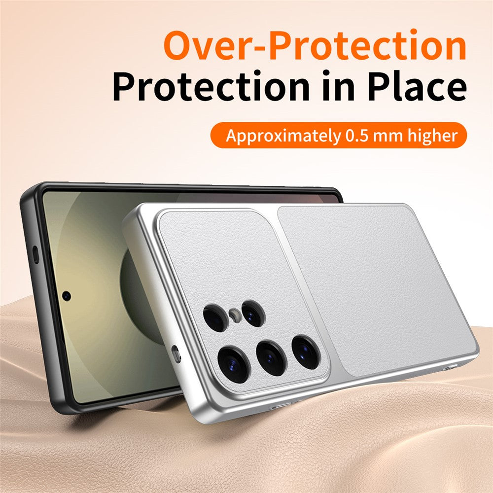For Samsung Galaxy S25 Ultra Phone Case Lambskin Texture PC TPU PU Leather Shockproof Protective Cover