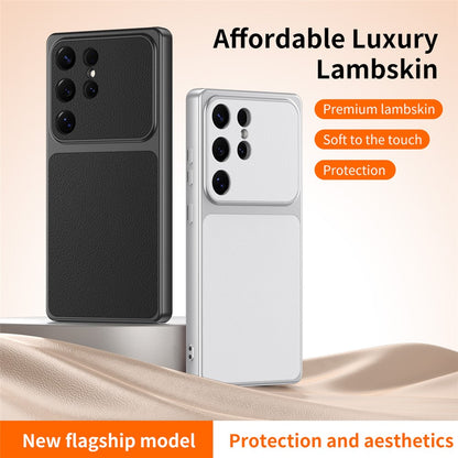 For Samsung Galaxy S25 Ultra Phone Case Lambskin Texture PC TPU PU Leather Shockproof Protective Cover