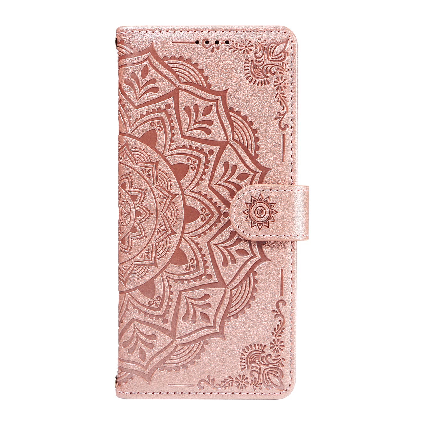 For Samsung Galaxy S26 Ultra Wallet Case Embossed Mandala Pattern PU Leather + TPU Cover with Wrist Strap