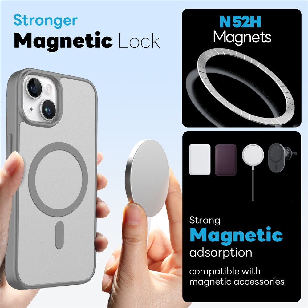 NORTHJO For iPhone 14 Plus Case Compatible with MagSafe Translucent Matte Shockproof Phone Cover with Tempered Glass Film