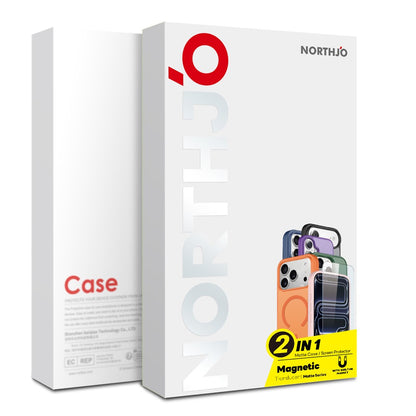 NORTHJO For iPhone 14 Plus Case Compatible with MagSafe Translucent Matte Shockproof Phone Cover with Tempered Glass Film