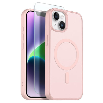 NORTHJO For iPhone 14 Plus Case Compatible with MagSafe Translucent Matte Shockproof Phone Cover with Tempered Glass Film