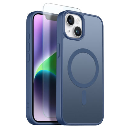 NORTHJO For iPhone 14 Plus Case Compatible with MagSafe Translucent Matte Shockproof Phone Cover with Tempered Glass Film