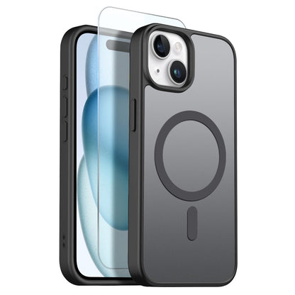 NORTHJO For iPhone 15 Plus Case Compatible with MagSafe Translucent Matte Shockproof Phone Cover with Tempered Glass Film