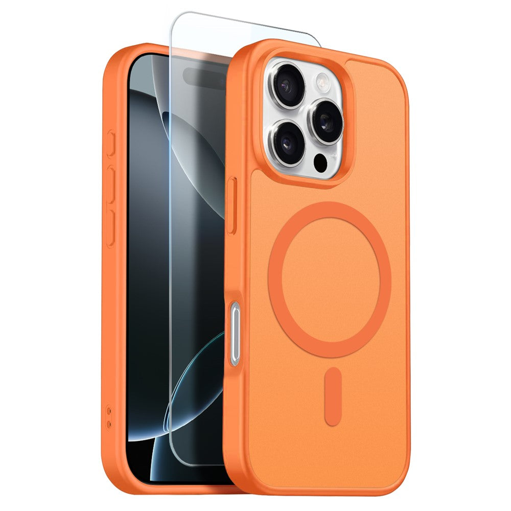 NORTHJO For iPhone 16 Pro Max Case Compatible with MagSafe Translucent Matte Shockproof Phone Cover with Tempered Glass Film