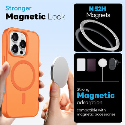 NORTHJO For iPhone 16 Pro Max Case Compatible with MagSafe Translucent Matte Shockproof Phone Cover with Tempered Glass Film