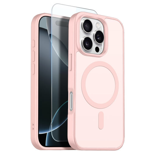 NORTHJO For iPhone 16 Pro Max Case Compatible with MagSafe Translucent Matte Shockproof Phone Cover with Tempered Glass Film