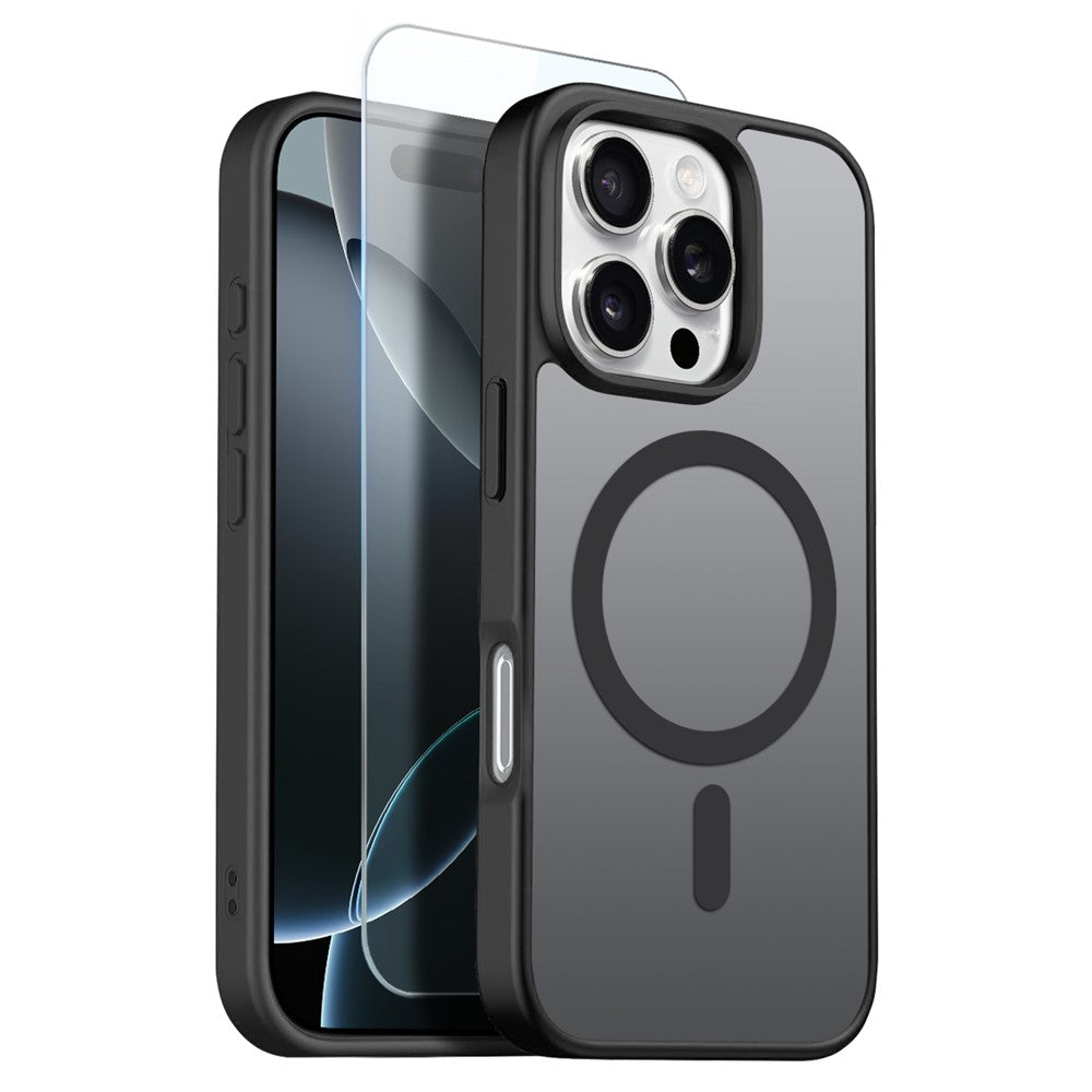 NORTHJO For iPhone 16 Pro Max Case Compatible with MagSafe Translucent Matte Shockproof Phone Cover with Tempered Glass Film