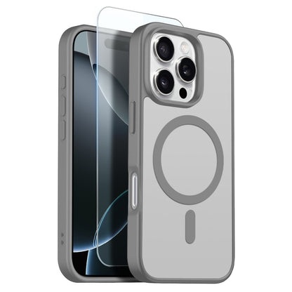 NORTHJO For iPhone 16 Pro Max Case Compatible with MagSafe Translucent Matte Shockproof Phone Cover with Tempered Glass Film
