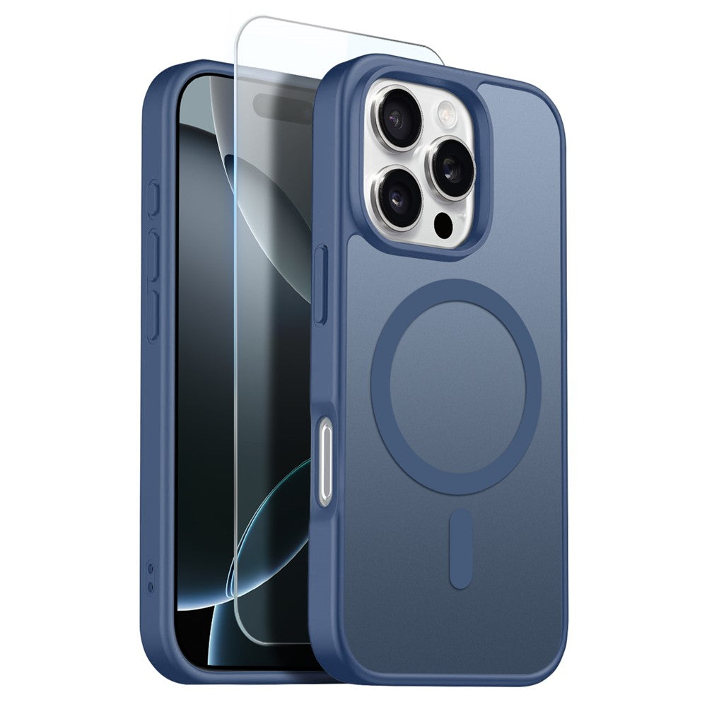 NORTHJO For iPhone 16 Pro Max Case Compatible with MagSafe Translucent Matte Shockproof Phone Cover with Tempered Glass Film
