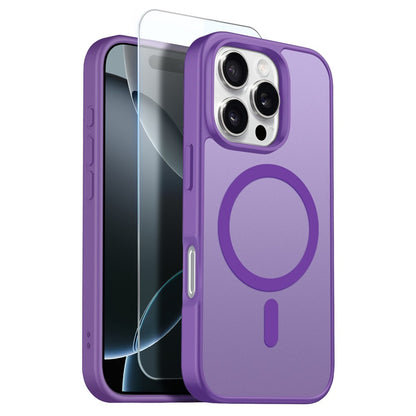 NORTHJO For iPhone 16 Pro Max Case Compatible with MagSafe Translucent Matte Shockproof Phone Cover with Tempered Glass Film