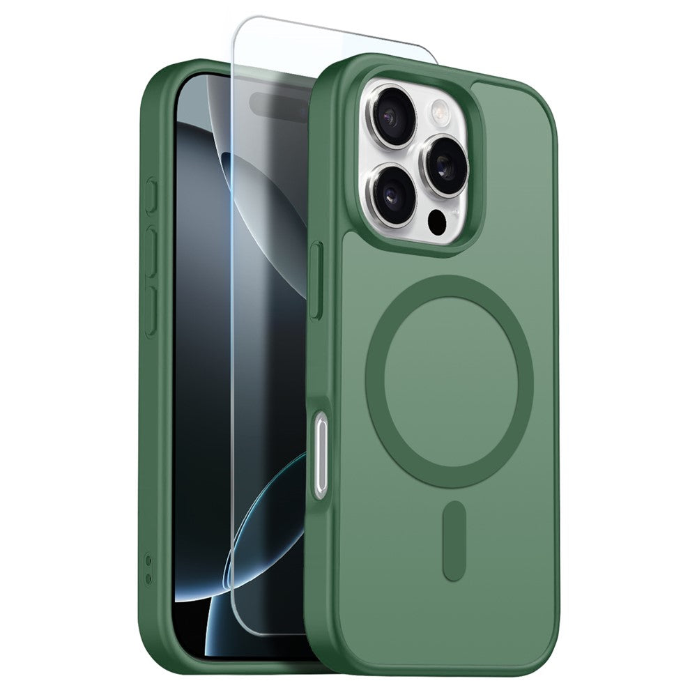 NORTHJO For iPhone 16 Pro Max Case Compatible with MagSafe Translucent Matte Shockproof Phone Cover with Tempered Glass Film
