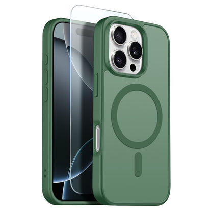 NORTHJO For iPhone 16 Pro Max Case Compatible with MagSafe Translucent Matte Shockproof Phone Cover with Tempered Glass Film
