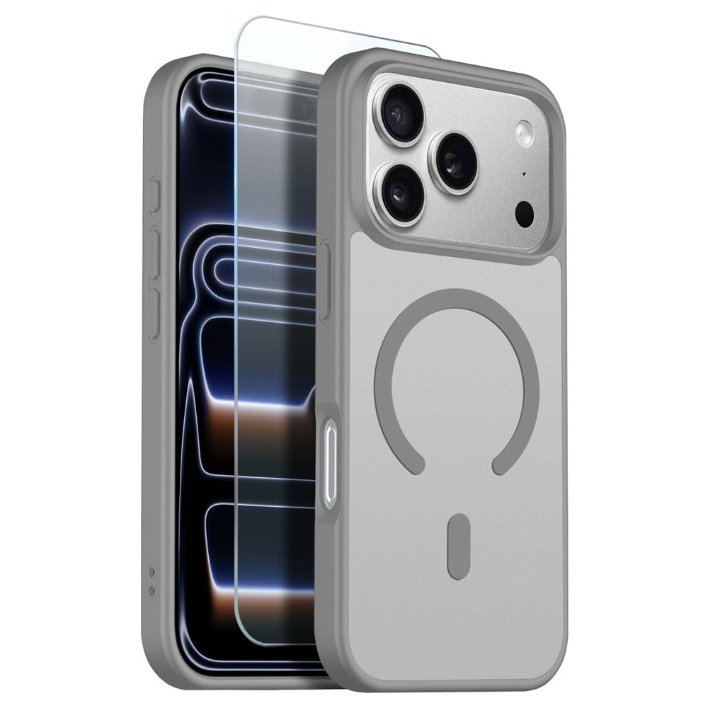 NORTHJO For iPhone 17 Pro Case Compatible with MagSafe Translucent Matte Shockproof Phone Cover with Tempered Glass Film