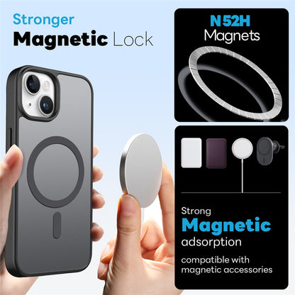 NORTHJO For iPhone 14 Plus Magnetic Case Translucent Matte Shockproof Phone Cover Set with Front Screen Protector + Lens Film