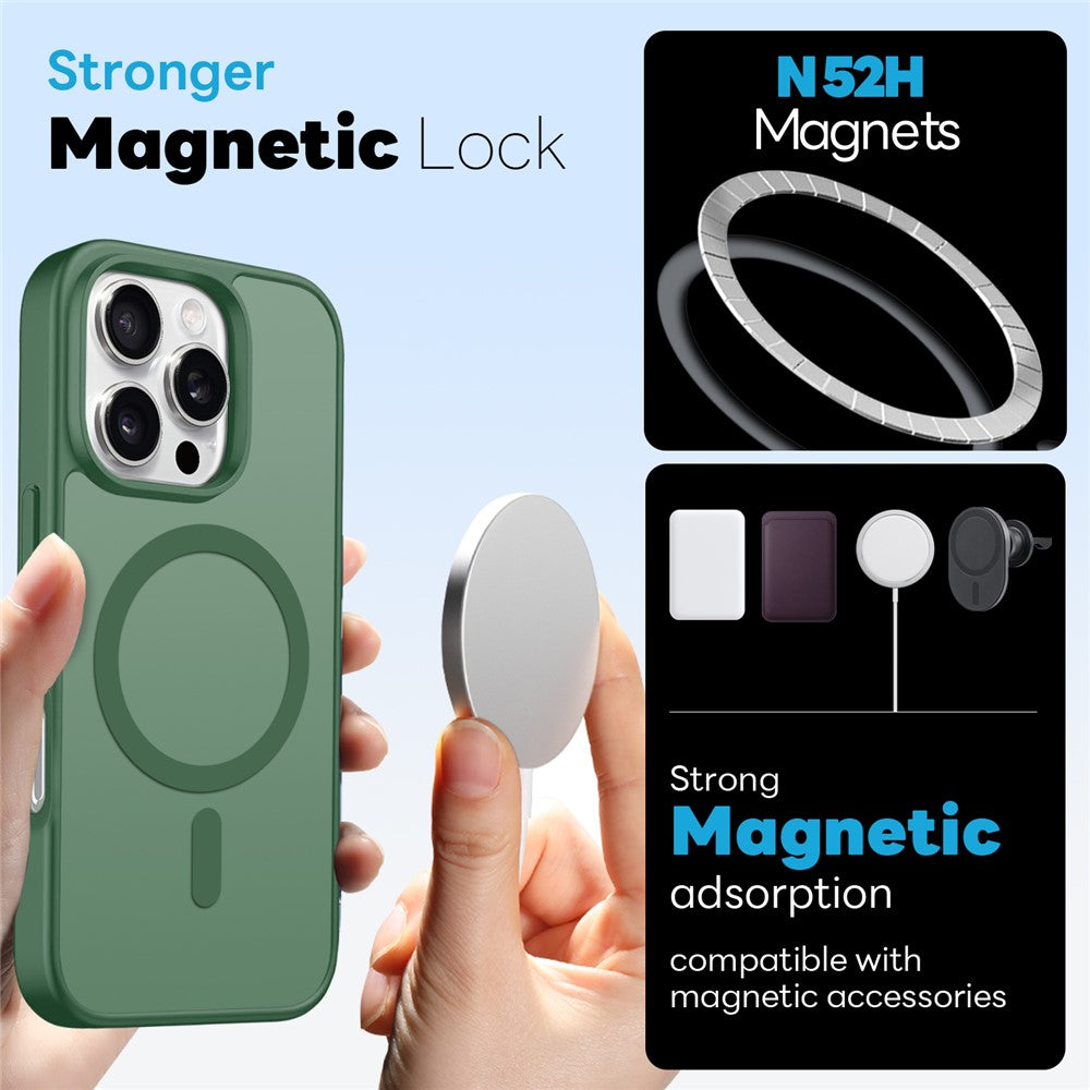 NORTHJO For iPhone 16 Pro Max Magnetic Case Translucent Matte Shockproof Phone Cover Set with Front Screen Protector + Lens Film