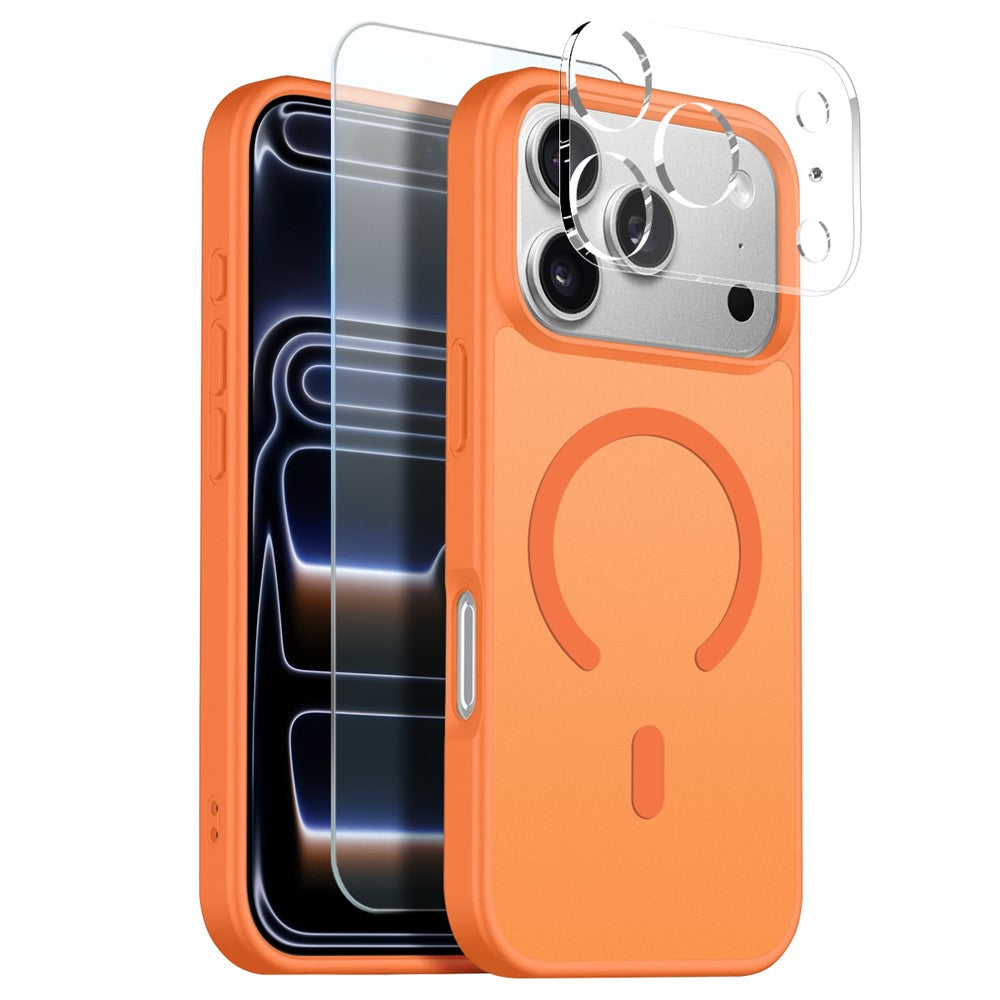 NORTHJO For iPhone 17 Pro Max Magnetic Case Translucent Matte Shockproof Phone Cover Set with Front Screen Protector + Lens Film