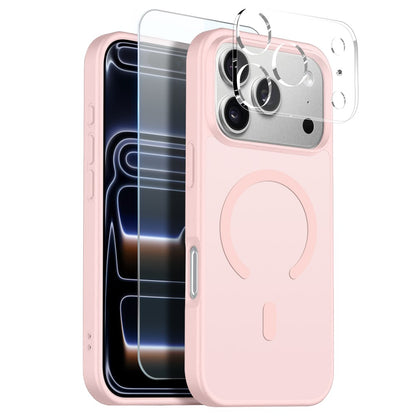 NORTHJO For iPhone 17 Pro Max Magnetic Case Translucent Matte Shockproof Phone Cover Set with Front Screen Protector + Lens Film