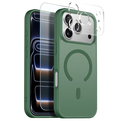 NORTHJO For iPhone 17 Pro Max Magnetic Case Translucent Matte Shockproof Phone Cover Set with Front Screen Protector + Lens Film