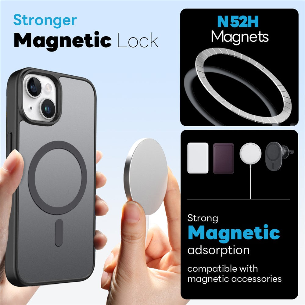 NORTHJO 5 in 1 Set for iPhone 14 Plus Magnetic Case Translucent Matte Shockproof Phone Cover with 2Pcs Front Screen Protector + 2Pcs Lens Film