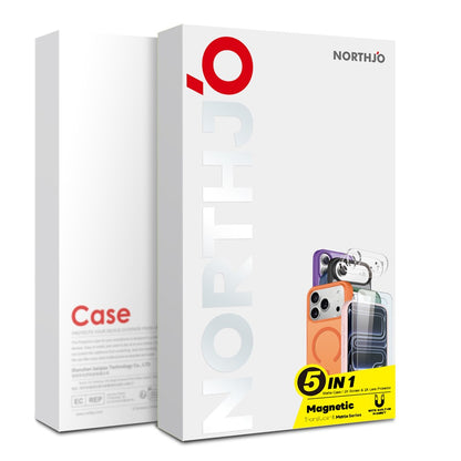 NORTHJO 5 in 1 Set for iPhone 14 Plus Magnetic Case Translucent Matte Shockproof Phone Cover with 2Pcs Front Screen Protector + 2Pcs Lens Film