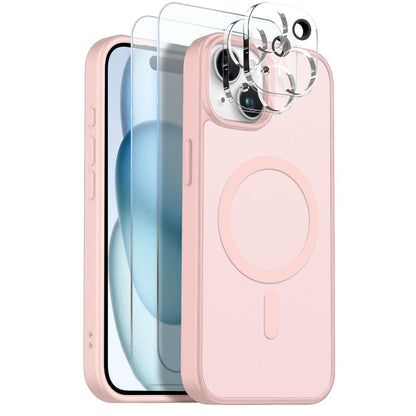 NORTHJO 5 in 1 Set for iPhone 17 Pro Magnetic Case Translucent Matte Shockproof Phone Cover with 2Pcs Front Screen Protector + 2Pcs Lens Film