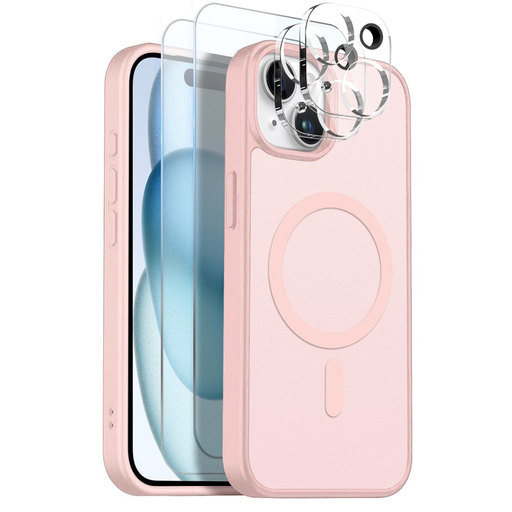 NORTHJO 5 in 1 Set for iPhone 17 Pro Magnetic Case Translucent Matte Shockproof Phone Cover with 2Pcs Front Screen Protector + 2Pcs Lens Film