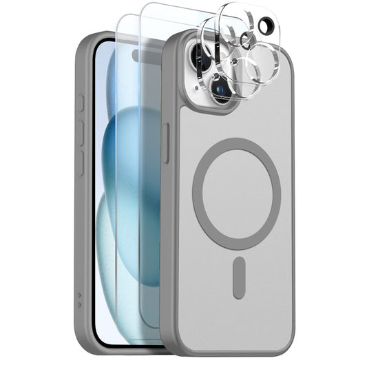 NORTHJO 5 in 1 Set for iPhone 17 Pro Magnetic Case Translucent Matte Shockproof Phone Cover with 2Pcs Front Screen Protector + 2Pcs Lens Film