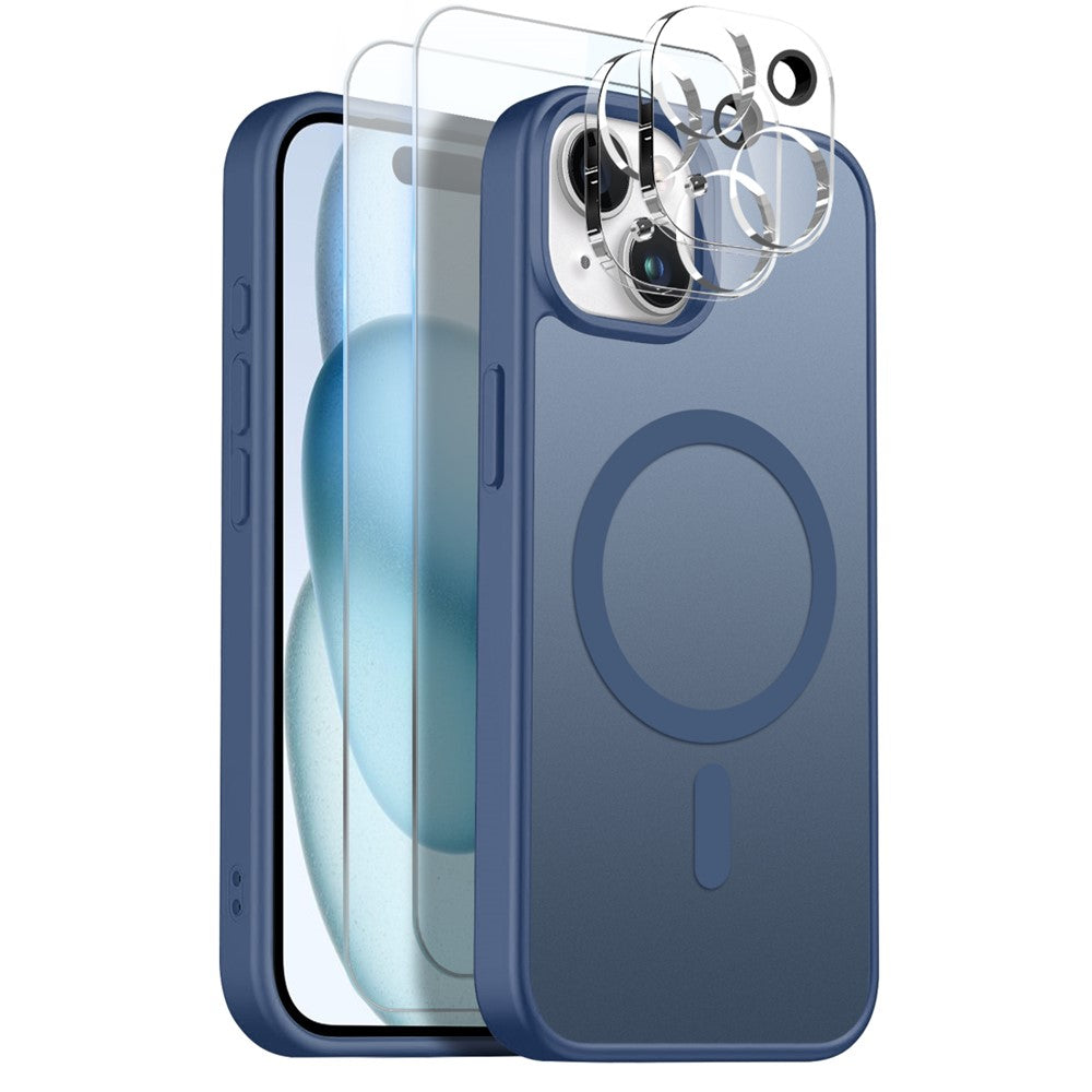 NORTHJO 5 in 1 Set for iPhone 17 Pro Magnetic Case Translucent Matte Shockproof Phone Cover with 2Pcs Front Screen Protector + 2Pcs Lens Film