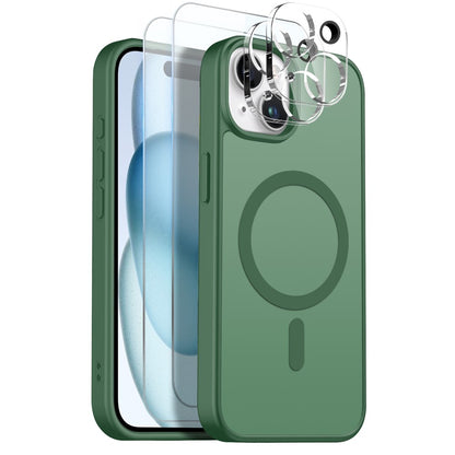 NORTHJO 5 in 1 Set for iPhone 17 Pro Magnetic Case Translucent Matte Shockproof Phone Cover with 2Pcs Front Screen Protector + 2Pcs Lens Film