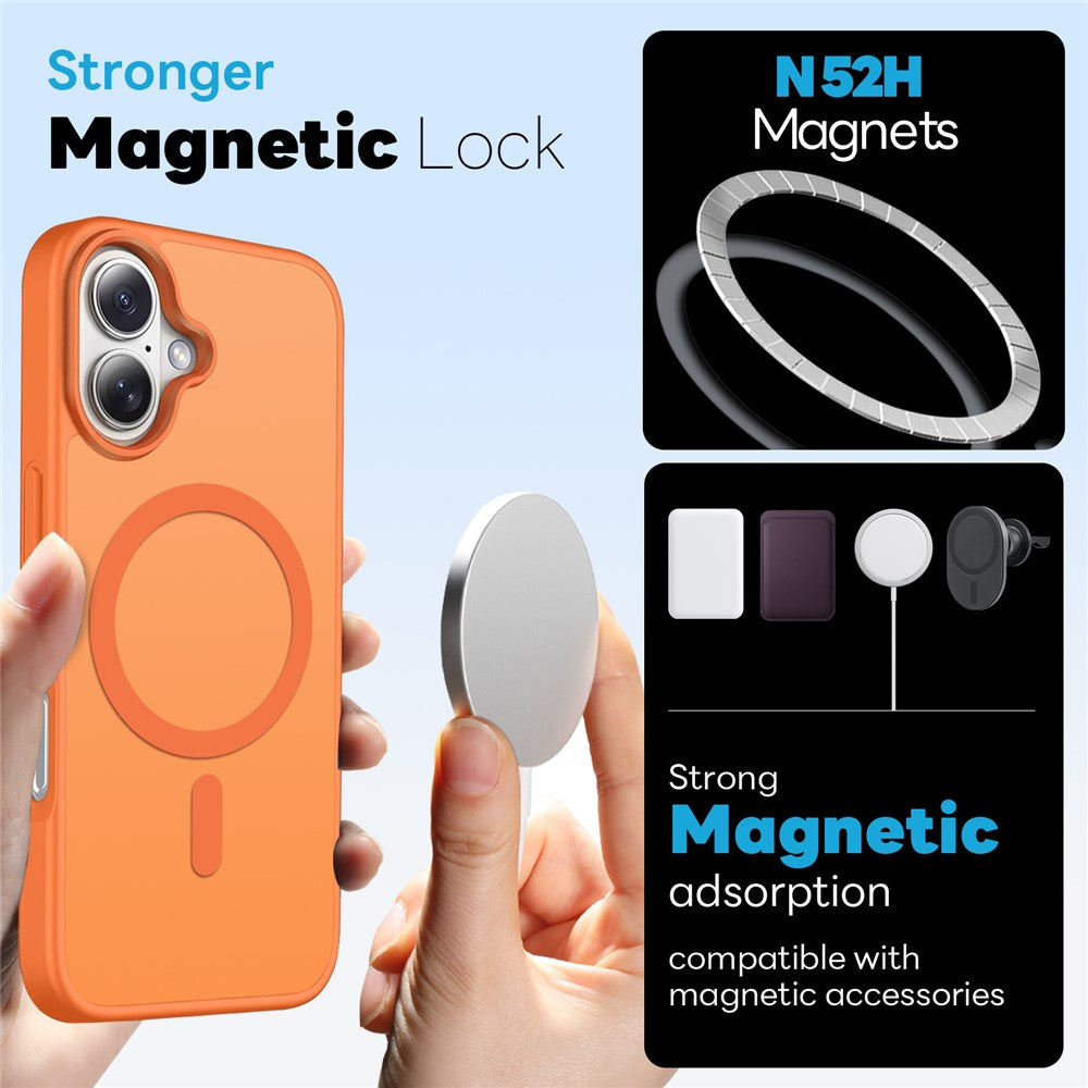 NORTHJO 5 in 1 Set for iPhone 16 Magnetic Case Translucent Matte Shockproof Phone Cover with 2Pcs Front Screen Protector + 2Pcs Lens Film