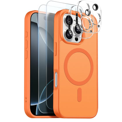 NORTHJO 5 in 1 Set for iPhone 16 Pro Max Magnetic Case Translucent Matte Shockproof Phone Cover with 2Pcs Front Screen Protector + 2Pcs Lens Film