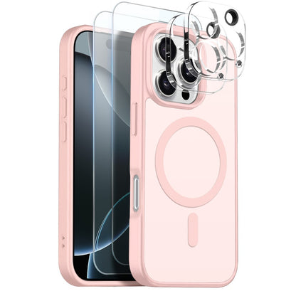 NORTHJO 5 in 1 Set for iPhone 16 Pro Max Magnetic Case Translucent Matte Shockproof Phone Cover with 2Pcs Front Screen Protector + 2Pcs Lens Film