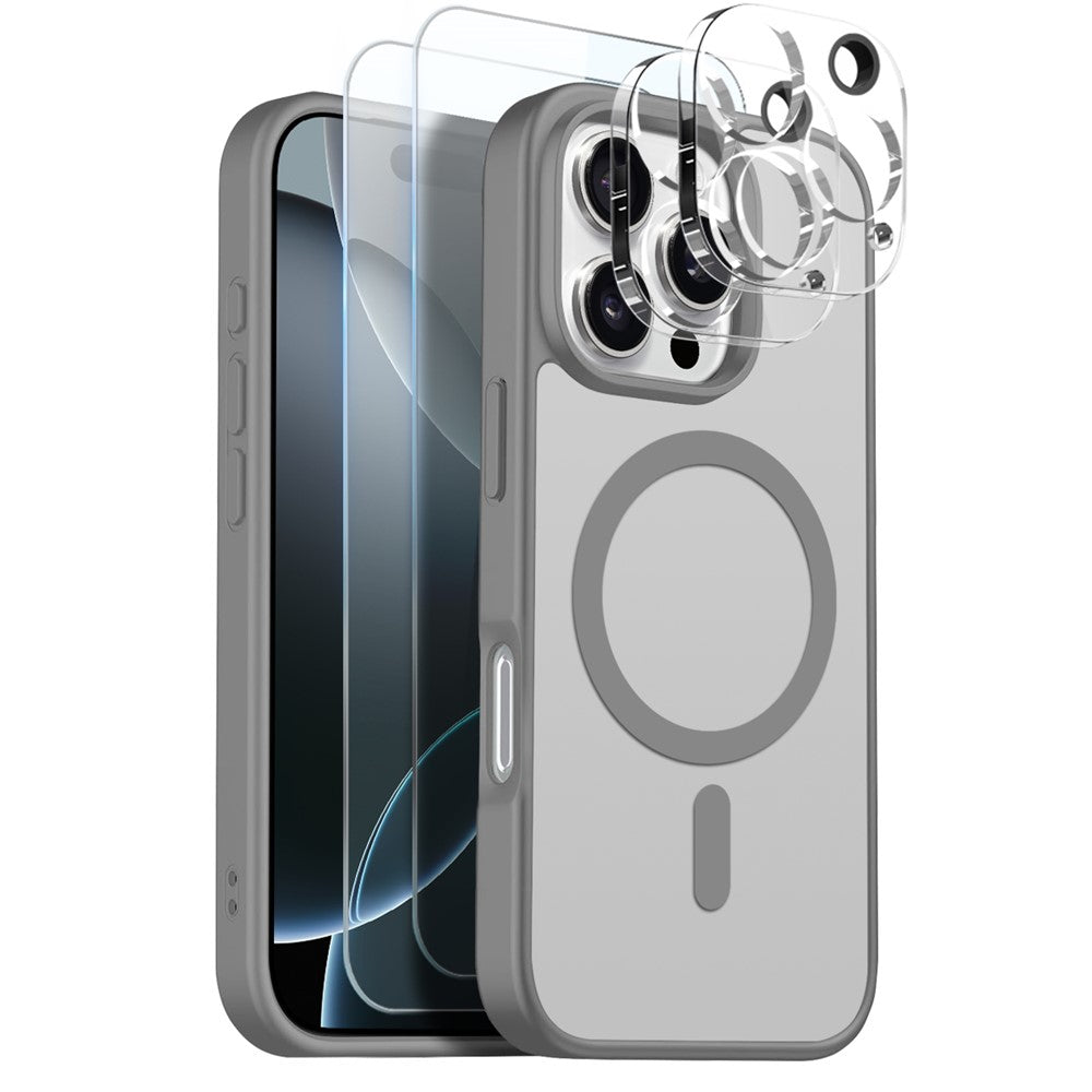 NORTHJO 5 in 1 Set for iPhone 16 Pro Max Magnetic Case Translucent Matte Shockproof Phone Cover with 2Pcs Front Screen Protector + 2Pcs Lens Film