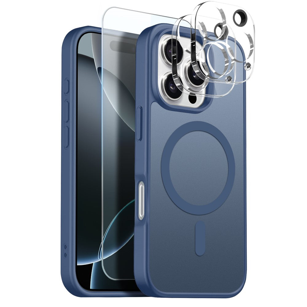 NORTHJO 5 in 1 Set for iPhone 16 Pro Max Magnetic Case Translucent Matte Shockproof Phone Cover with 2Pcs Front Screen Protector + 2Pcs Lens Film