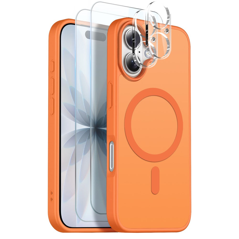 NORTHJO 5 in 1 Set for iPhone 17 Magnetic Case Translucent Matte Shockproof Phone Cover with 2Pcs Front Screen Protector + 2Pcs Lens Film