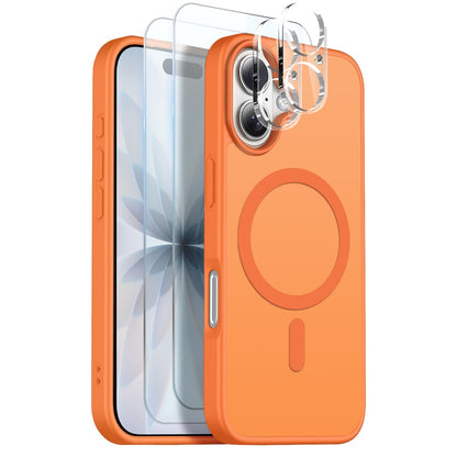 NORTHJO 5 in 1 Set for iPhone 17 Magnetic Case Translucent Matte Shockproof Phone Cover with 2Pcs Front Screen Protector + 2Pcs Lens Film