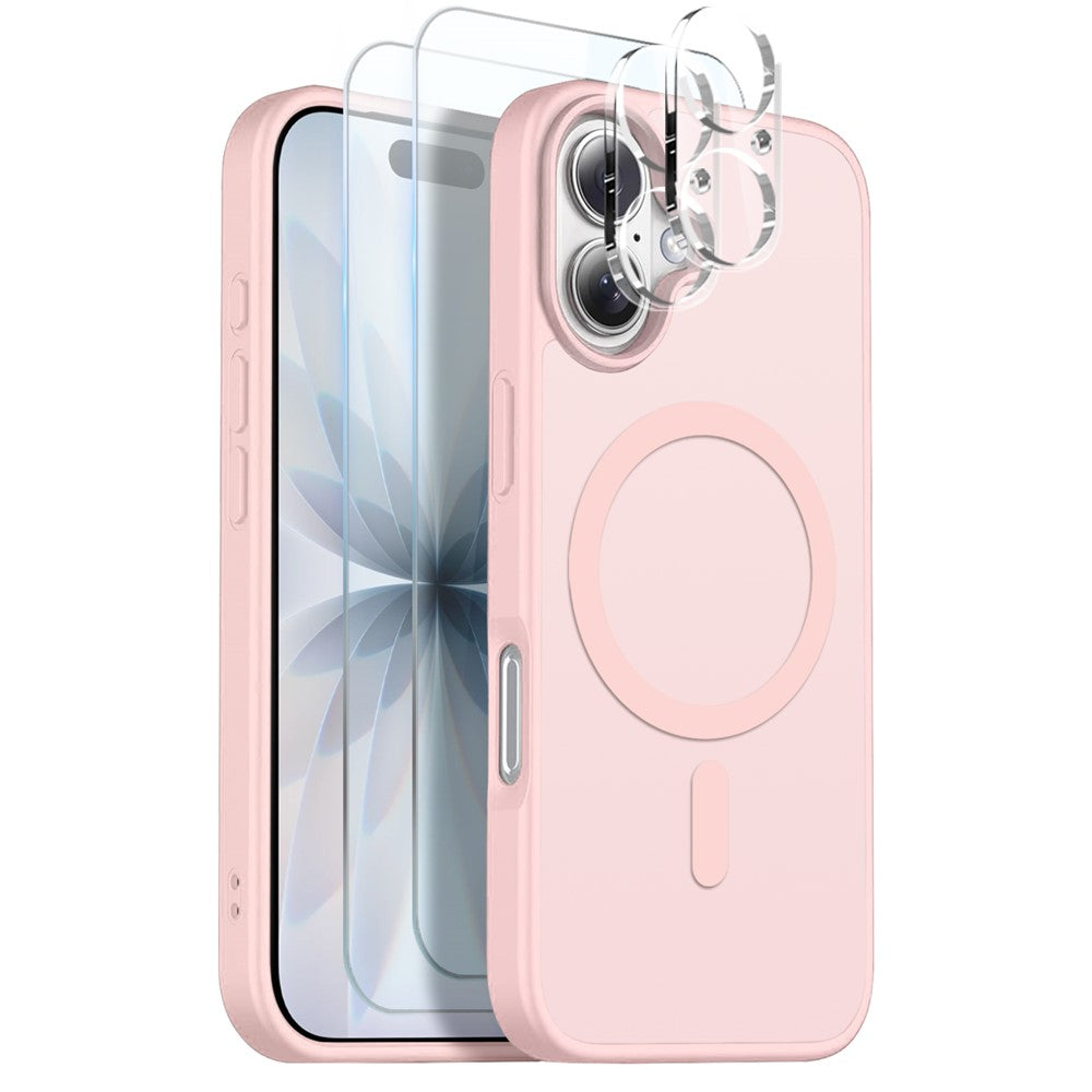 NORTHJO 5 in 1 Set for iPhone 17 Magnetic Case Translucent Matte Shockproof Phone Cover with 2Pcs Front Screen Protector + 2Pcs Lens Film