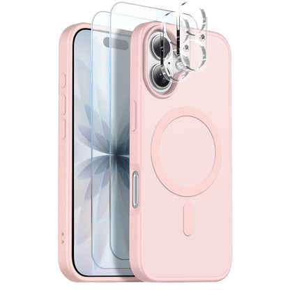 NORTHJO 5 in 1 Set for iPhone 17 Magnetic Case Translucent Matte Shockproof Phone Cover with 2Pcs Front Screen Protector + 2Pcs Lens Film