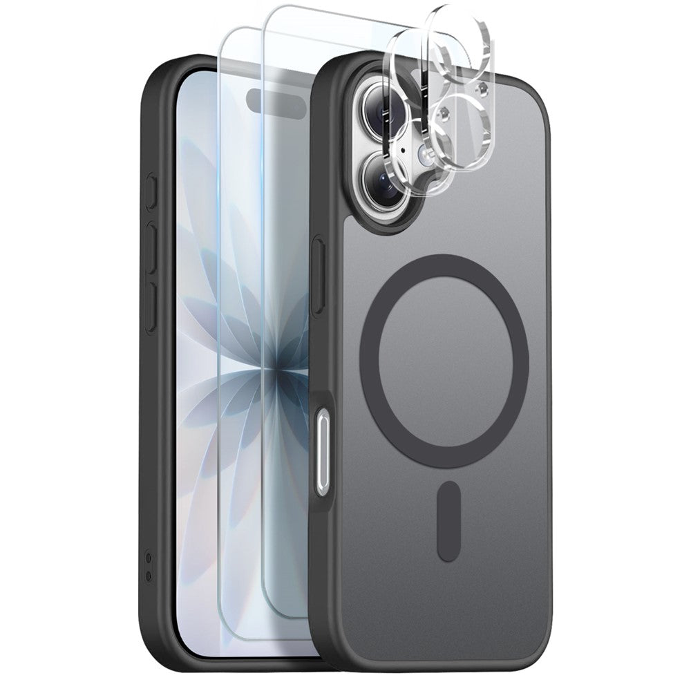 NORTHJO 5 in 1 Set for iPhone 17 Magnetic Case Translucent Matte Shockproof Phone Cover with 2Pcs Front Screen Protector + 2Pcs Lens Film