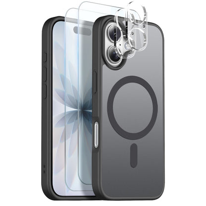 NORTHJO 5 in 1 Set for iPhone 17 Magnetic Case Translucent Matte Shockproof Phone Cover with 2Pcs Front Screen Protector + 2Pcs Lens Film