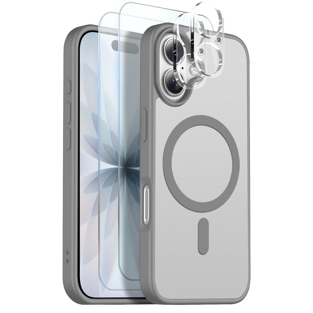NORTHJO 5 in 1 Set for iPhone 17 Magnetic Case Translucent Matte Shockproof Phone Cover with 2Pcs Front Screen Protector + 2Pcs Lens Film