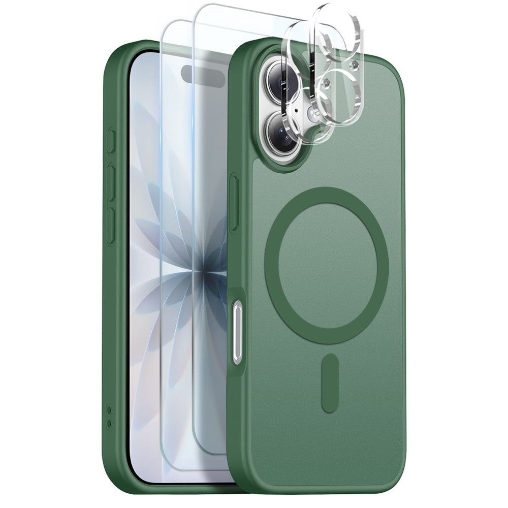 NORTHJO 5 in 1 Set for iPhone 17 Magnetic Case Translucent Matte Shockproof Phone Cover with 2Pcs Front Screen Protector + 2Pcs Lens Film
