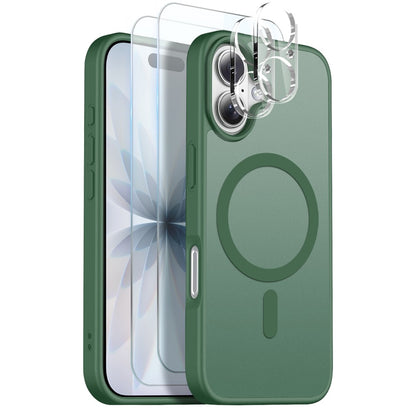 NORTHJO 5 in 1 Set for iPhone 17 Magnetic Case Translucent Matte Shockproof Phone Cover with 2Pcs Front Screen Protector + 2Pcs Lens Film