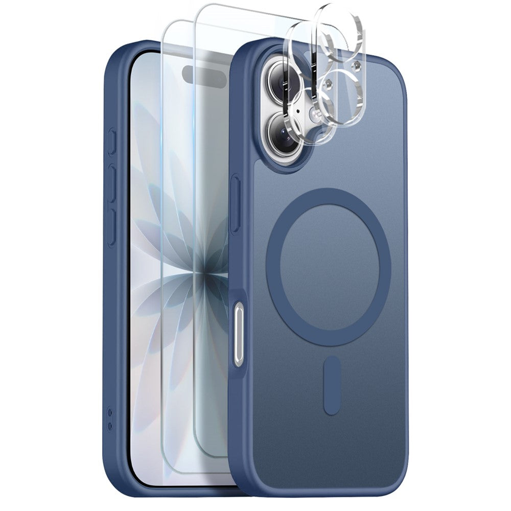 NORTHJO 5 in 1 Set for iPhone 17 Magnetic Case Translucent Matte Shockproof Phone Cover with 2Pcs Front Screen Protector + 2Pcs Lens Film
