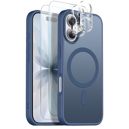 NORTHJO 5 in 1 Set for iPhone 17 Magnetic Case Translucent Matte Shockproof Phone Cover with 2Pcs Front Screen Protector + 2Pcs Lens Film