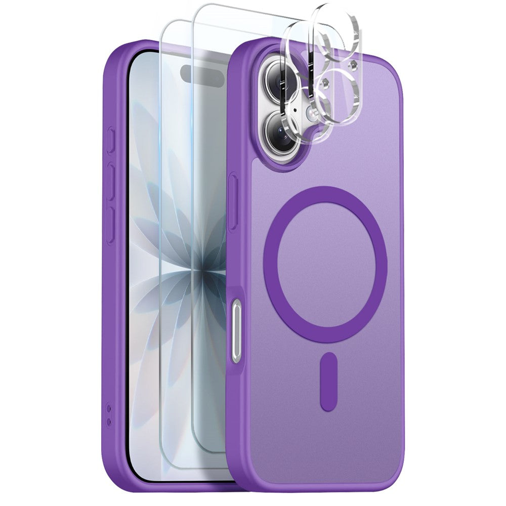 NORTHJO 5 in 1 Set for iPhone 17 Magnetic Case Translucent Matte Shockproof Phone Cover with 2Pcs Front Screen Protector + 2Pcs Lens Film