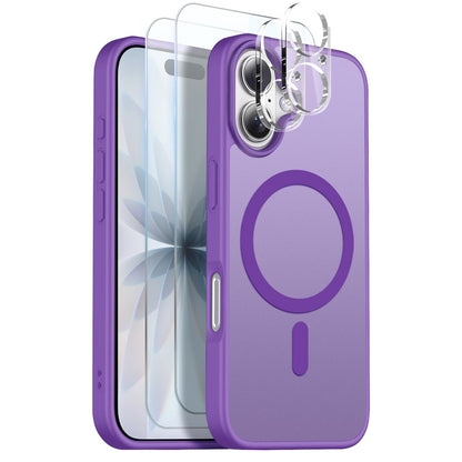 NORTHJO 5 in 1 Set for iPhone 17 Magnetic Case Translucent Matte Shockproof Phone Cover with 2Pcs Front Screen Protector + 2Pcs Lens Film