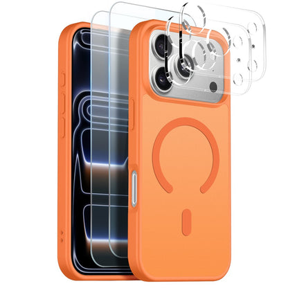 NORTHJO 5 in 1 Set for iPhone 17 Pro Max Magnetic Case Translucent Matte Shockproof Phone Cover with 2Pcs Front Screen Protector + 2Pcs Lens Film